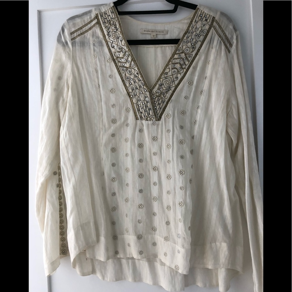 Burning Torch embroidered top